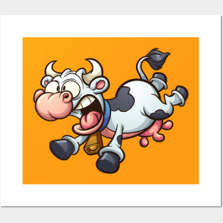 Crazy cartoon cow Posters and Art